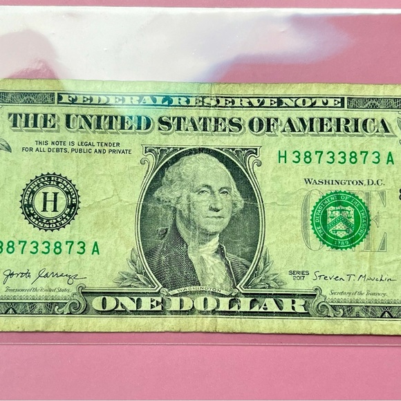 38733873 Fancy Serial Number $1 dollar bill US Currency Federal Reserve - Picture 2 of 3